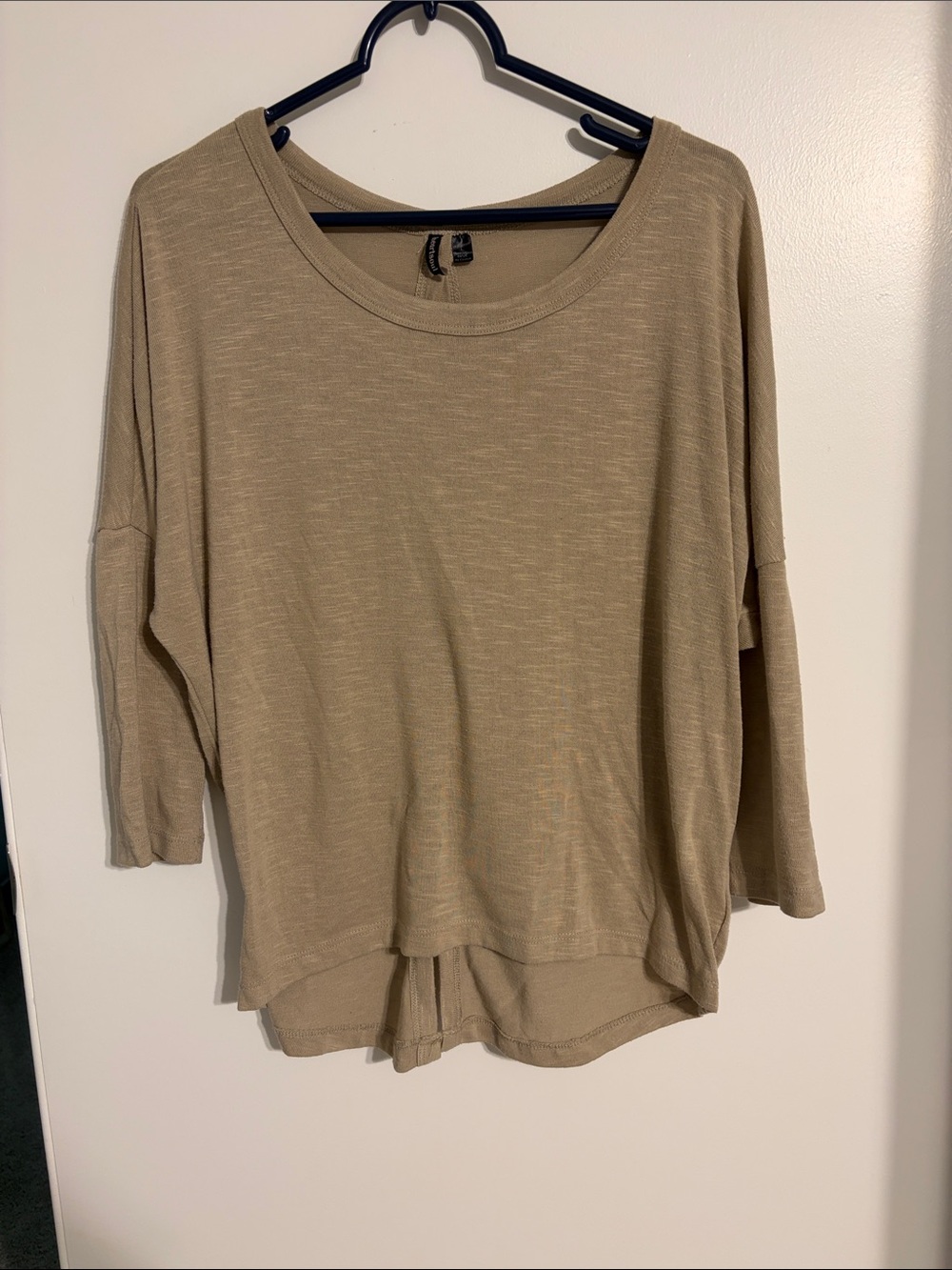 HeartSoul Slouchy Scoop Neck Top in Taupe